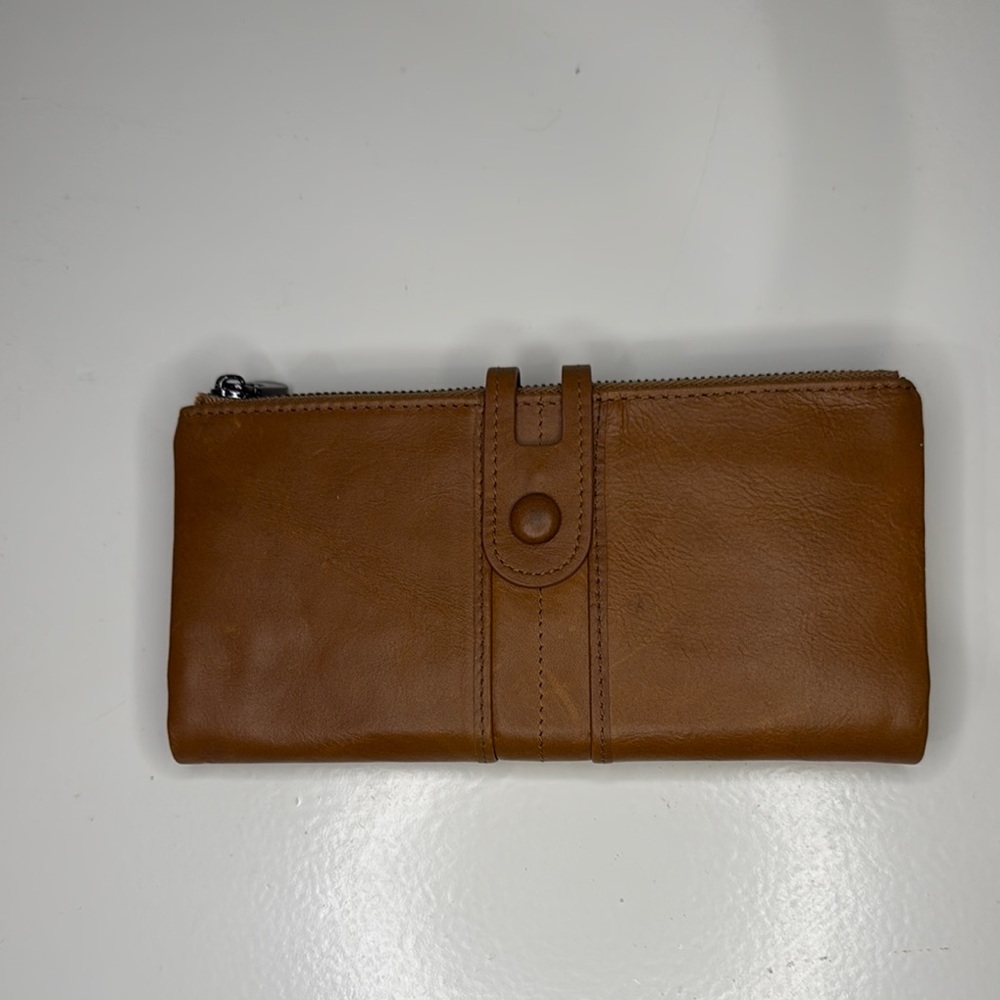 Genuine Leather BiFold Roulens Wallet - Cognac/Tan